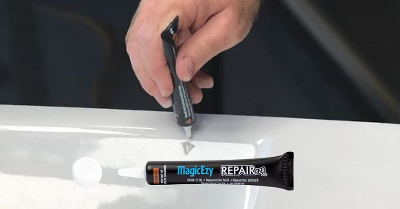 MagicEzy Bath & Sink RepairEzy - (White) - Porcelain Bath Repair Kit - Easy Bathtub Chip Repair - Enamel Sink Chip Repair - Fiberglass Shower Repair -Bathroom Crack Filler White