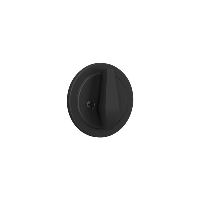 Deadbolt with Round Trim, Keyed 1 Side, Matte Black Finish