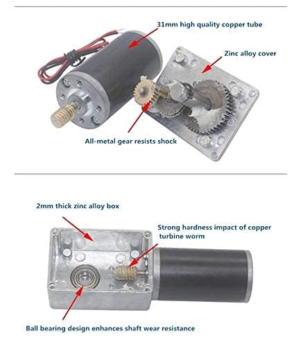 BRINGSMART 12V 16rpm DC Worm Gear Motor 70kg.cm High Torque Turbine Electric Gearbox Motor Self-Locking Reversed Mini Engine Geared Motor for DIY Robot Door Lock Curtain Machine (12V 16rpm) 1