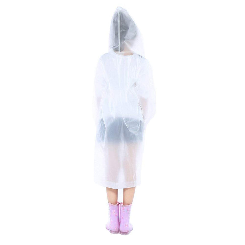 Raincoat for Kids, Kids Rain Ponchos Reusable Emergency for for Camping Hiking Traveling Backpacking White