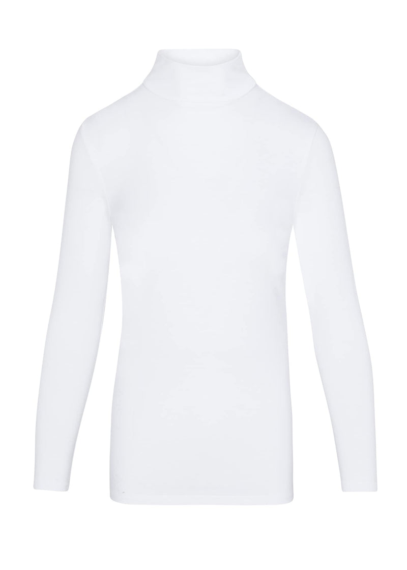 Natural Uniforms Women's Long Sleeve Mock Turtle-Neck T-Shirt Under Scrub Medium White