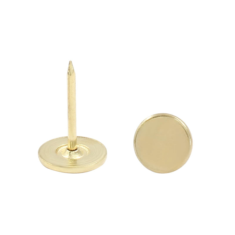 100 PCS 11mm x 17mm Gold Flat Head Thumb Tacks, Upholstery Tacks Pushpin for Furniture Decor
