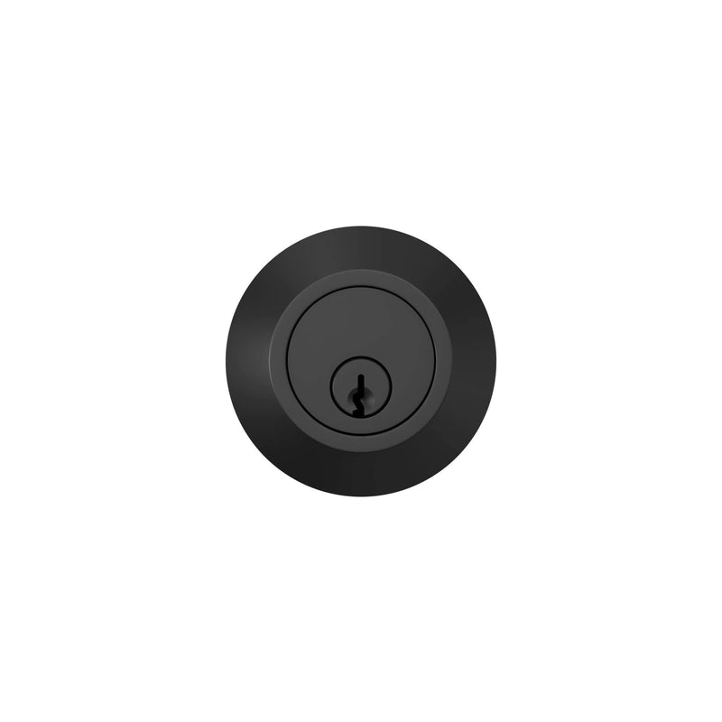 Deadbolt with Round Trim, Keyed 1 Side, Matte Black Finish