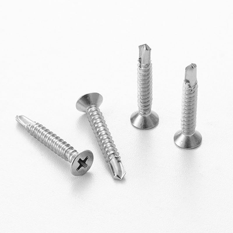 #12 x 1-1/2" (50 Pack) Flat Head Sheet Metal Screws Self-Tapping Screw Phillips Head Self Drilling Screws, 410 Stainless Steel #12 x 1-1/2''