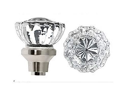 Rousso's Reproductions 2 Knobs (1 Pair) 0019-PC Depression Crystal Glass Knobs and Spindle Polished Chrome