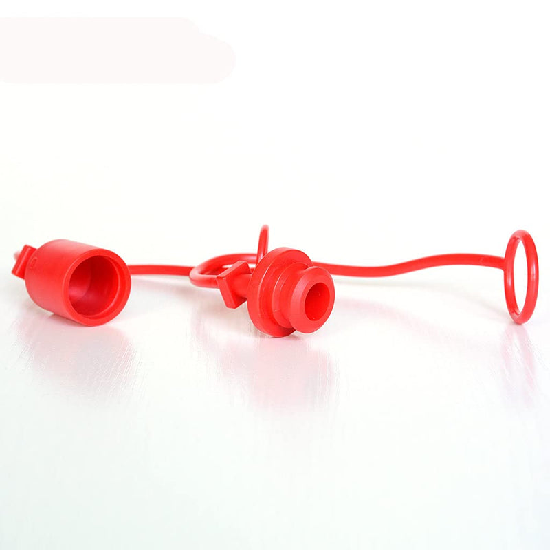 2sets ISO5765-1/4" Hydraulic Coupler Dust Cap,2 Dust Caps + 2 Plugs | Fits Sub-Compact Tractor Male + Female Hydraulic Quick connectors, Red Cap with Retention Ring Keeps Cap Attached to Hose 2 sets ISO5765-1/4"