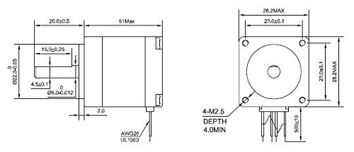 STEPPERONLINE Micro Stepper Motor Nema 11 Bipolar Stepping 0.67A 17oz.in/12Ncm 1.8deg 4 Leads