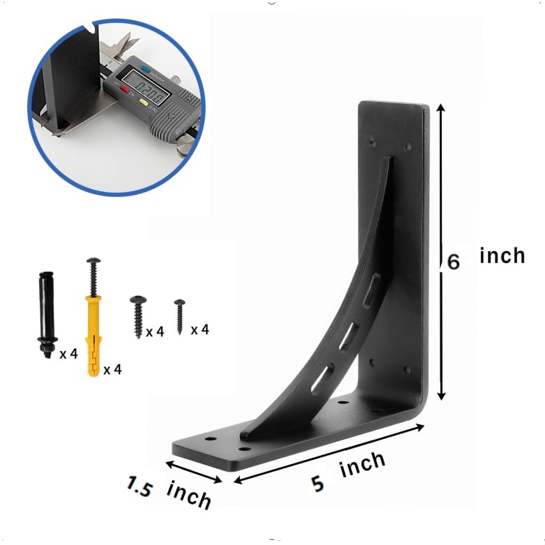 ,Heavy Duty Shelf Brackets , Max Load 1100 Lbs ,Premium Alloy Metal Mantel Brackets (Set of 2) Fireplace Mantel Brackets - Countertop Support Brackets (6 inch x 5 inch) 6 inch x 5 inch