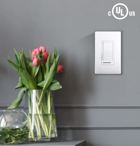 Cloudy Bay in Wall Dimmer Switch for LED Light/CFL/Incandescent,3-Way Single Pole Dimmable Slide,600 Watt max,Cover Plate Included 1-Pack
