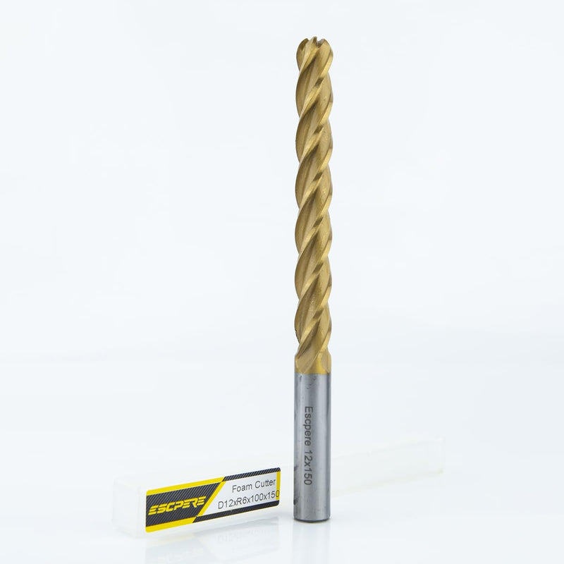 EVA EPS Styrofoam CNC Router Cutter for Cutting Long, HSS Spiral Long Endmills CNC Foam Milling Bit 2D / 3D, D12xR6x100x150 Ball Nose