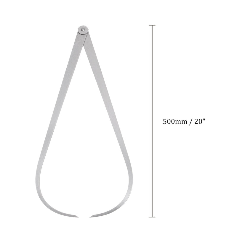 Firm Joint Outside Caliper - [20 Inch] Stainless Metal Firm Friction Joint Measurement Tool for Size Measuring Use, Silver Tone 20 Inch