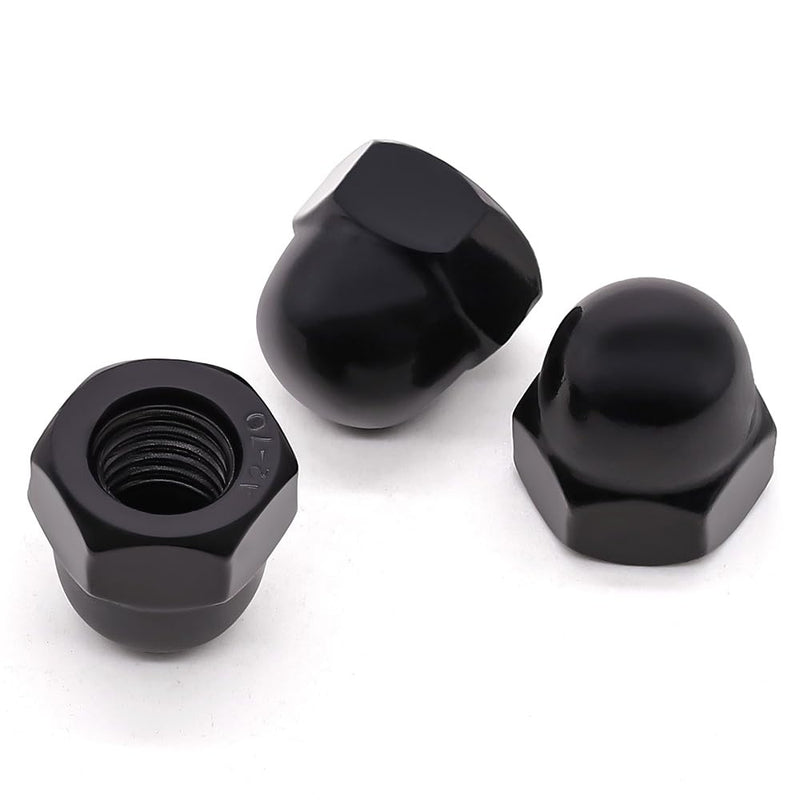 Glvaner 1/2-13 Stainless Steel Acorn Cap Nuts, Hexagon Dome Head Cap Nuts Locknuts, 304 Stainless Steel 18-8, Black Coated, 10 pcs 1/2"-13