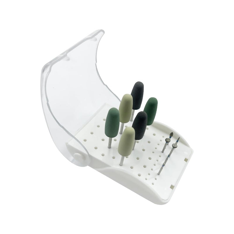 Dental Bur Blocks Station, YOUYA DENTAL 60 Holes Dental Bur Autoclavable Case Organizer with Cover Case, Dental Burs Holder Organizer for Slow Speed High Speed Burs Diamond Burs Drill Dentist Tool White