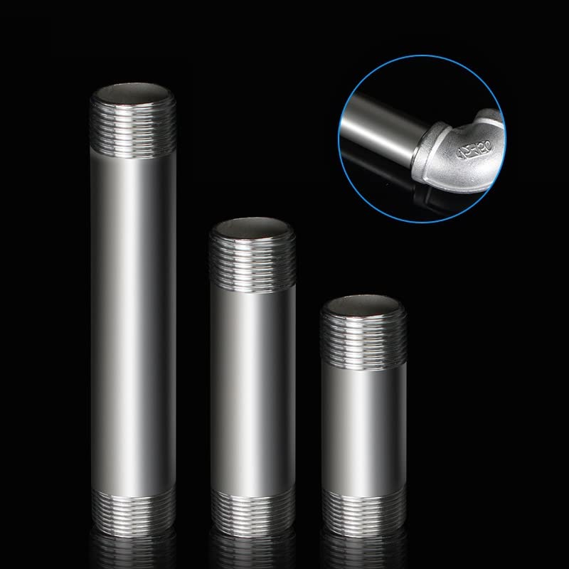 304 Stainless Steel Nipple Pipe Fitting 1/2" NPT X 1/2" NPT Male Thread Cast Pipe Fittings 4" 100mm Length (pack of 2) 1/2" NPT(Male x Male) 4" (100mm) Length