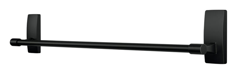 Command Bath Matte Black Towel Bar with Water Resistant Command Strips, Bathroom Organizer, 24 in Bar Length Holds up to 10 lbs 24 Inch