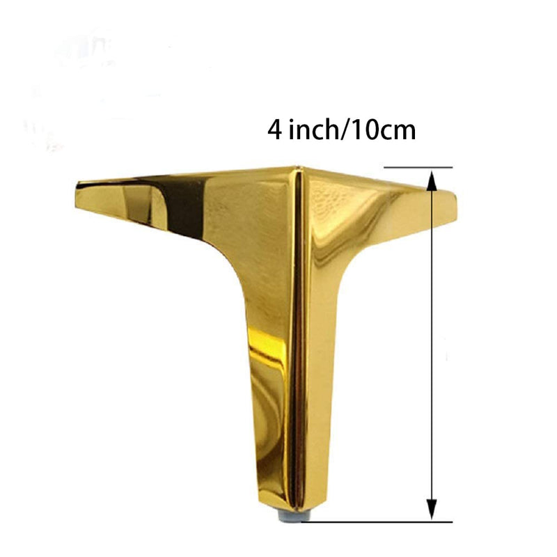 WANLIAN 4 Inch Furniture Legs, Metal Furniture Legs for Cabinet Sofa TV Stand Bookcase 4Pcs (Gold) 4inch