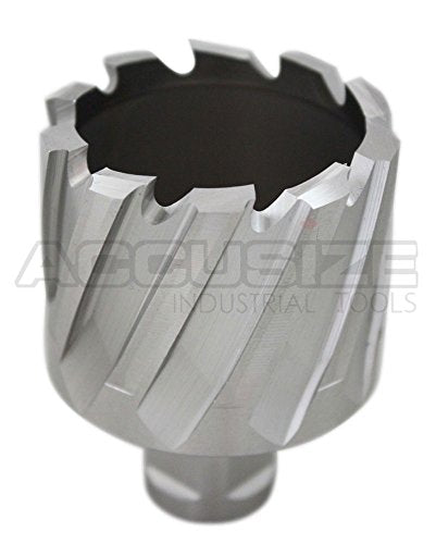 Accusize Industrial Tools Hss Annular Cutter 1-7/8'' by 1'' Cutting Depth in Strong Box with 1 Pc Pilot Pin 1/4'' by 3'', 2080-2035pin | CBN Ground HSS Cutter With 3/4 in Weldon Shank and 1/4 in x 3 in Pilot Pin for Steel, ANSI Standard