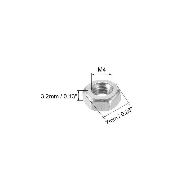 uxcell Hex Nuts, M4x0.7mm Metric Coarse Thread Hexagon Nut, Stainless Steel 304, Pack of 50