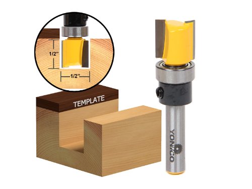 YONICO Flush Trim Router Bit 1/2-Inch Hinge Mortise 1/4-Inch Shank 14169q 1/4 inch 1/2" Length - 1/2" Width - 1/4" Shank