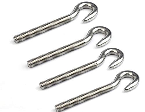 M4 Hook Bolt 304 Stainless Steel Screw in Hooks Ring Eye Screw Bolts Round Screw Hook Bolt Metric Thread 10PCS M4 Hook Bolt