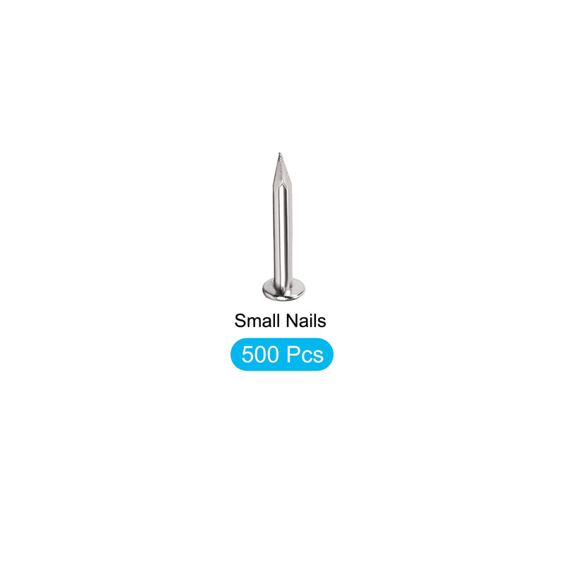 METALLIXITY Small Nails (1.2x8mm) 500pcs, Carbon Steel Tiny Hardware Nails - for Household Woodworking, Silver Tone 1.2x8mm