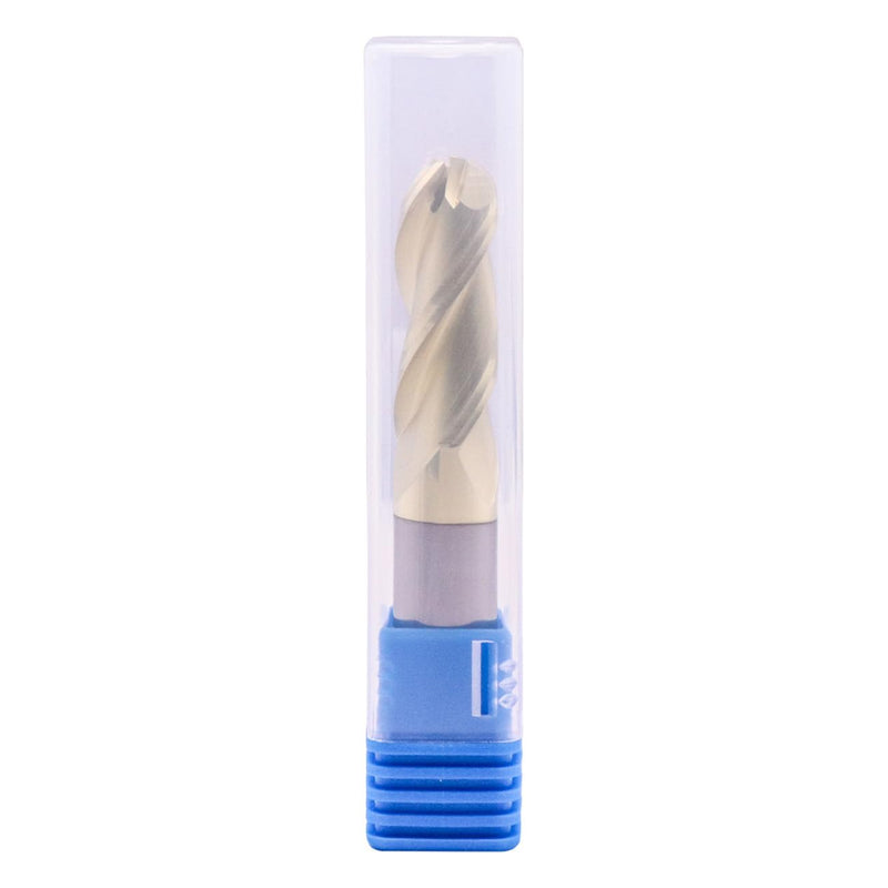 1/2" 3 Flute Solid Carbide Ball Nose End Mill for Aluminum, ZrN Coated | 37° Helix, 1/2" Cutting Dia, 1/2" Shank Dia, 1-1/4" Length of Cut, 3" Overall Length, for Milling Aluminum and Copper 1/2 in