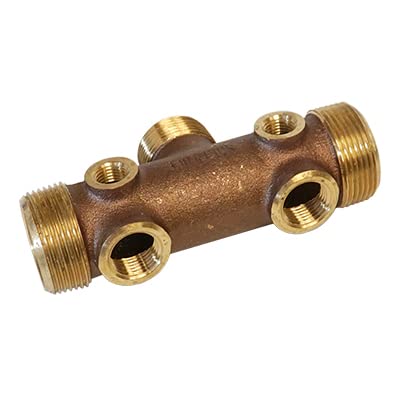 Merrill MFG BATNL100CXS 2-1/2" x 1" Brass Tank Tee, Compact Well Pressure Tank Manifold with 1" MIP Tank Connection & 1/2" NPT Drain Port for Water Systems 2 1/2 in X 1 in.