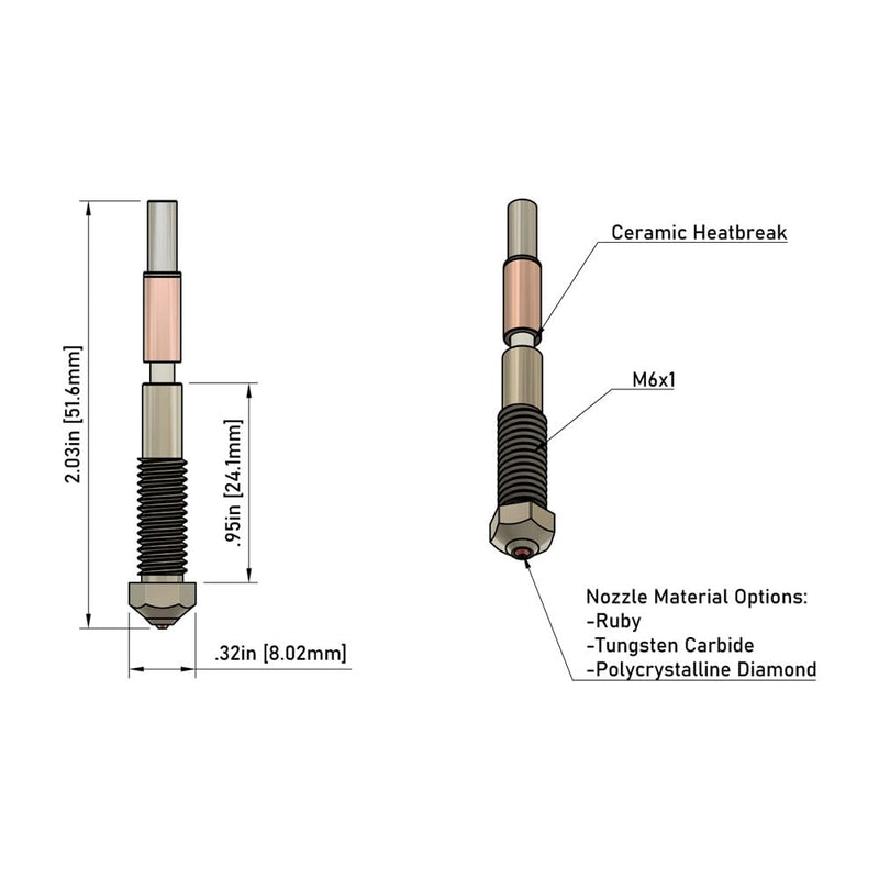 Bimetal Tungsten Carbide Nozzle 0.4mm for QIDI Plus 4 3D Printer, Less Brittle, High Thermal Conductivity Abrasion Resistance for Precision Additive Manufacturing