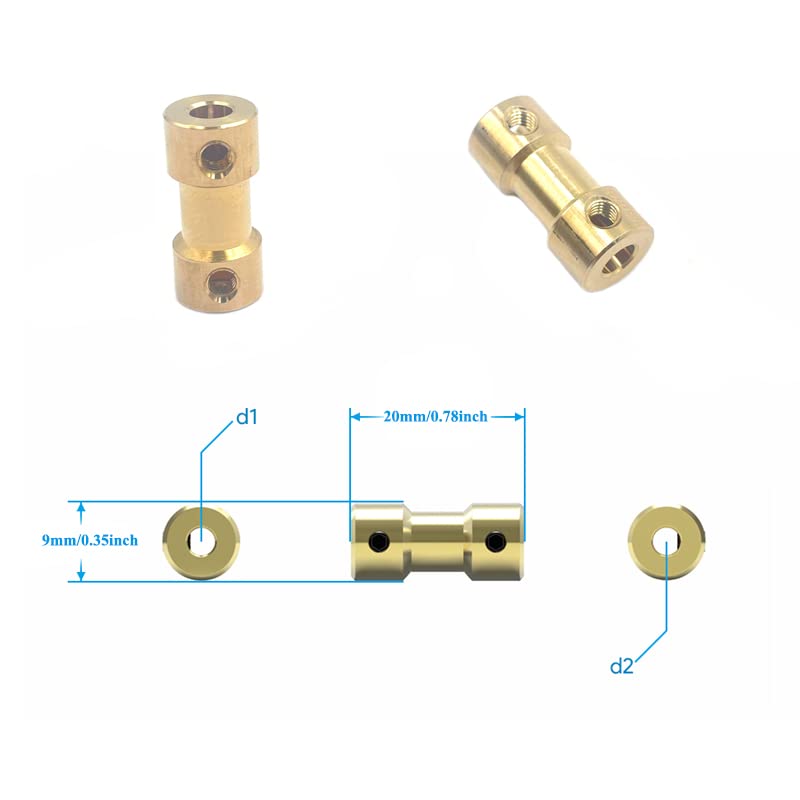 12Pcs 4mm to 4mm Brass Shaft Coupling Joint Connector, Motor Shaft Coupling for RC DIY Airplane Boat Robot
