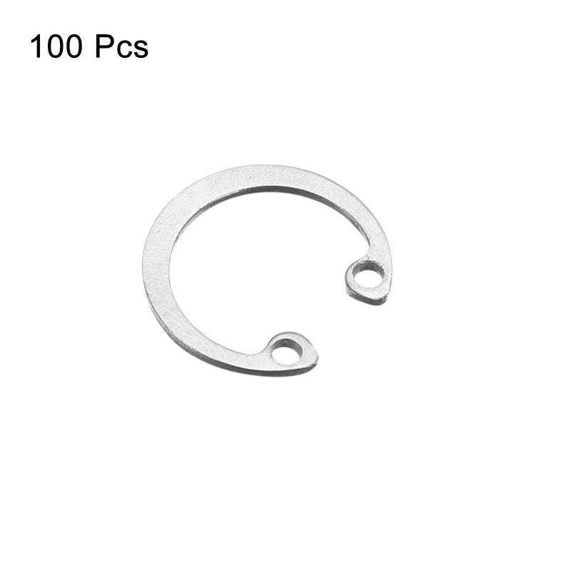 uxcell 100Pcs 18mm Internal Retaining Ring Circlip, 304 Stainless Steel Internal Circlip Snap Rings C-Clips for Grooved Shafts Studs, Silver Tone 100