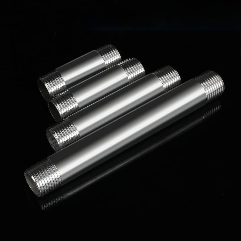 304 Stainless Steel Nipple Pipe Fitting 1/2" NPT X 1/2" NPT Male Thread Cast Pipe Fittings 4" 100mm Length (pack of 2) 1/2" NPT(Male x Male) 4" (100mm) Length
