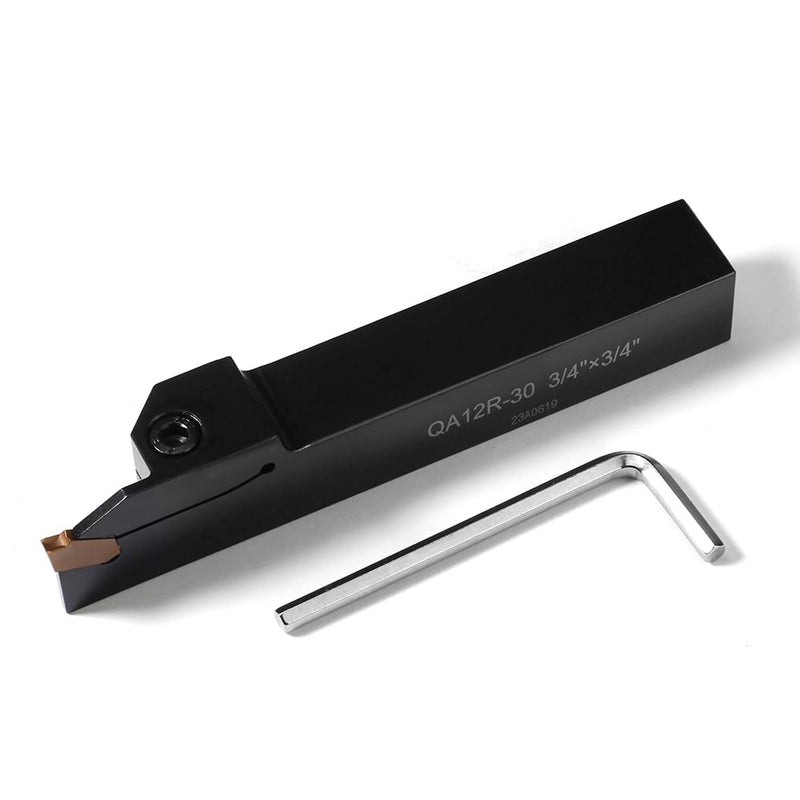 3/4"x3/4" Indexable Lathe Grooving Parting Holder QA12R-30 with 1 Piece Carbide Insert QC1403 Heavy Duty Right-Hand Lathe Cut Off Tool Carbide Inserts(QA12R-30 with 1 Piece Insert)