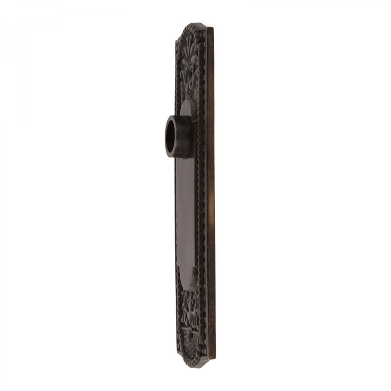 Renovators Supply Manufacturing Door Back Plate Brass 7 1/4 in. Escutcheon Cover Ornate Doorplate in Antique Brass Finish