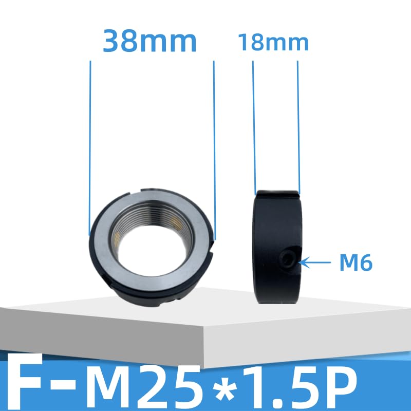 2Pcs F25 Precision Lock Nut for Roller Screws,M25 x 1.5 F Type Nut, 42CrMo Alloy Steel, 4H Threads, Phosphated and Lubricated - Copper Locking Screw Included M25 x 1.5 2