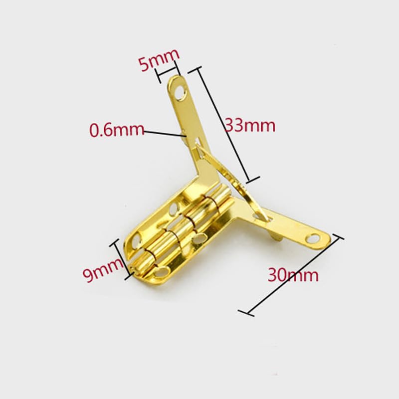 40Pcs Angle Support Spring Hinge Lid 90 Degree Hinge for Antique Jewelry Gift Wine Case Watch Box Wood Lid Hardware 33 x 30 mm