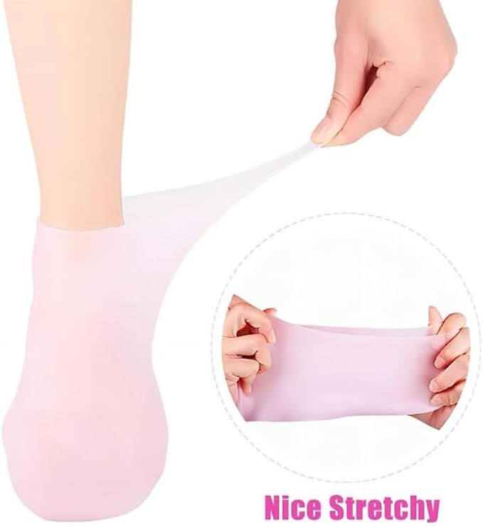 Silicone Socks, Moisturizing Gel Socks, Heel Care, Socks, Moisturizing, Exfoliating Care, Prevents Cracks, Prevention, Protection, Pain Relief, Stretch, Cracking, Cracking, Unisex, White - NewNest Australia