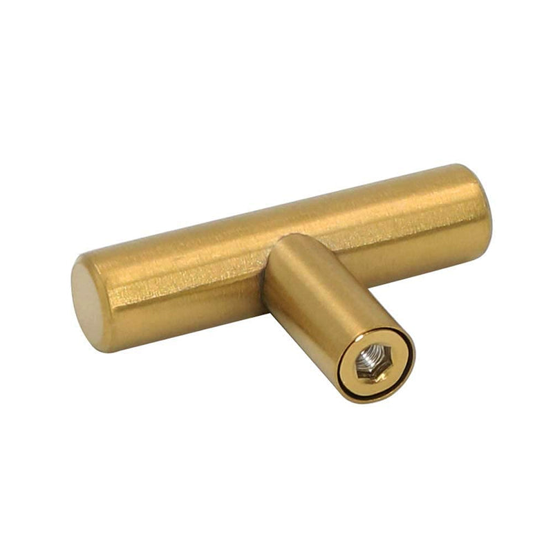 goldenwarm 10 Pack Gold Cabinet Knobs Brushed Brass Drawer Knobs Gold Dresser Hardware - LS201GD Single Hole Handles for Kitchen Cupboard Doors Closet Hardware 2in Overall Length ‎Brushed Brass