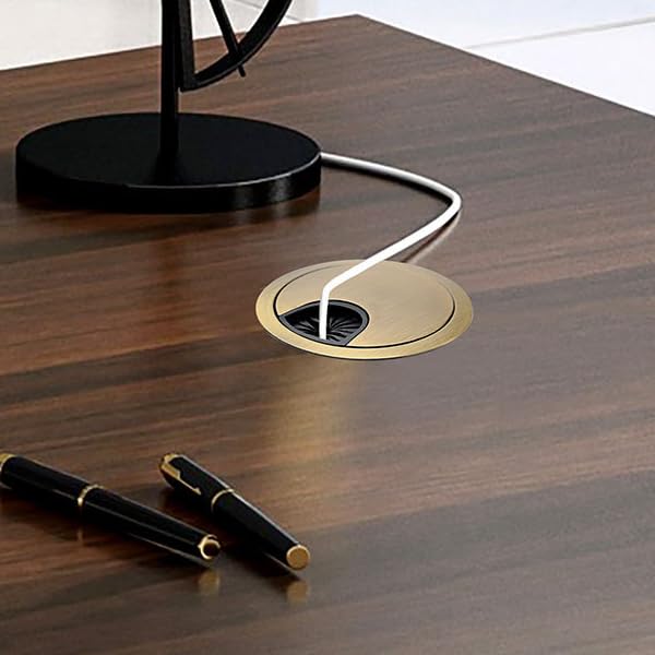 Desk Grommet for Wire Organizer,PC Computer Desk Plastic Grommet Cord, Tidy Cable Hole Cover Organizers,2 Pack (60mm, Gold) 60mm
