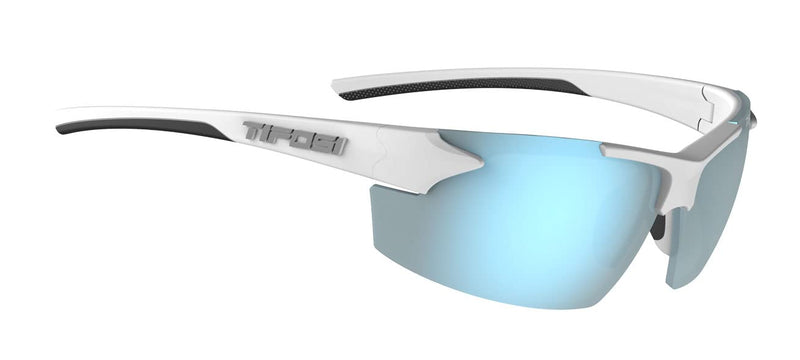 Tifosi Track Sport Men & Women Sunglasses - Ideal For Baseball, Golf, Pickleball, Running and Tennis - Unisex Glasses White/Black (Smoke Bright Blue Lens)
