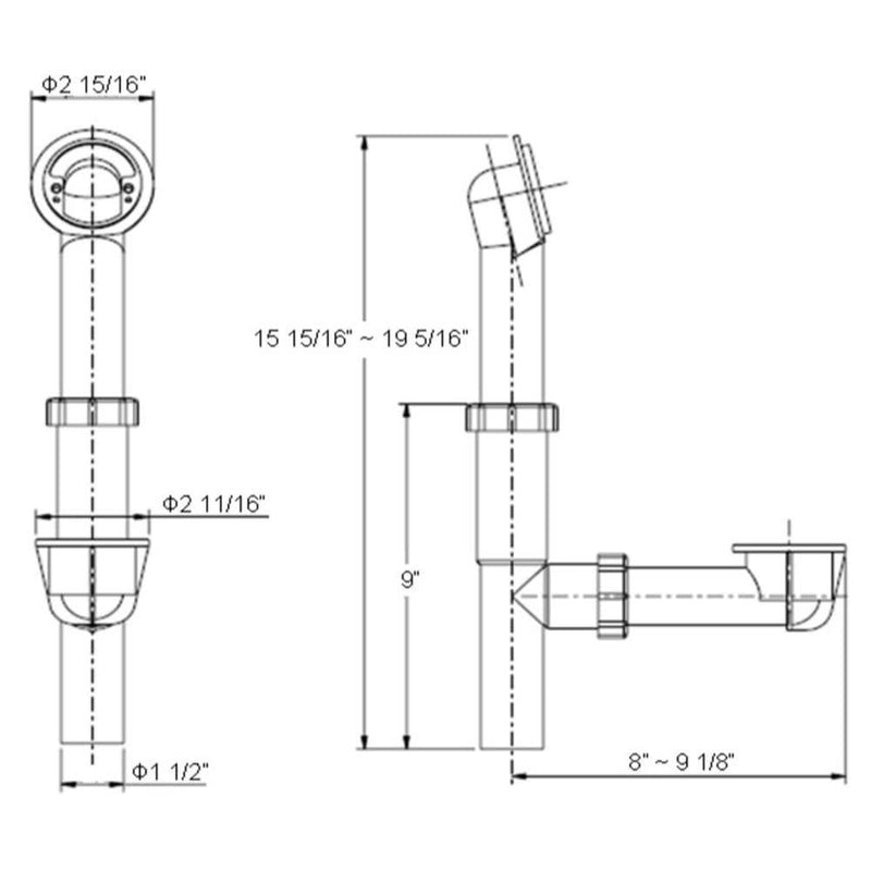 Design House PVC Rough-In Bath Drain Kit with Overflow and Adjustable Height and Depth – Design House, 522458