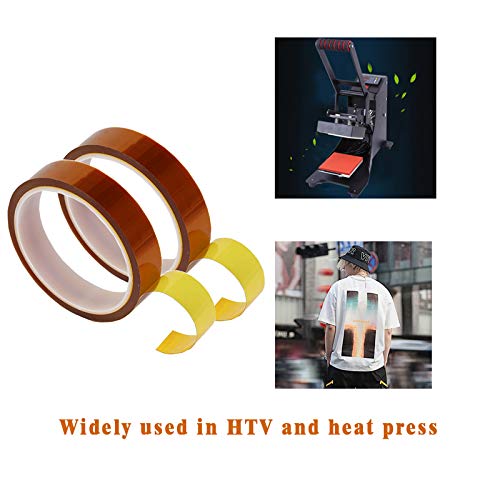 EQUTY BAYMERS 2 Rolls 20mm X 33m 108ft Heat Vinyl Press Tape,Heat Resistant Sublimation Tape for Heat Transfer,Adhesive Transfer Tape for Electronics Masking,Soldering, Protecting Circuit Board 20MM 2ROLLS