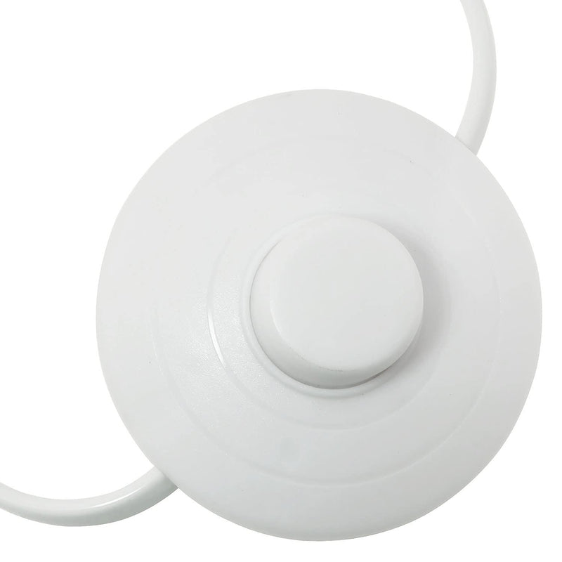 E-outstanding Foot Pedal Push Switch Round Button Inline Lamp Light On-Off Control Footswitch with 1.8m Cable and Wire Plug, White