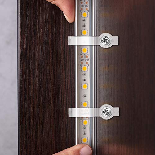 Boao 100 Pack LED Strip Lights Clips Mounting Clips One Side LED Light Clips with Screws for 10 mm Wide(200 Pack) 200