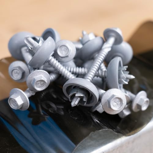 Polycarbonate Skylight Screws #12×2-3/8"(12-14x60mm) , Hex Flange Head, Self-Drilling Screw for Metal, 50pcs
