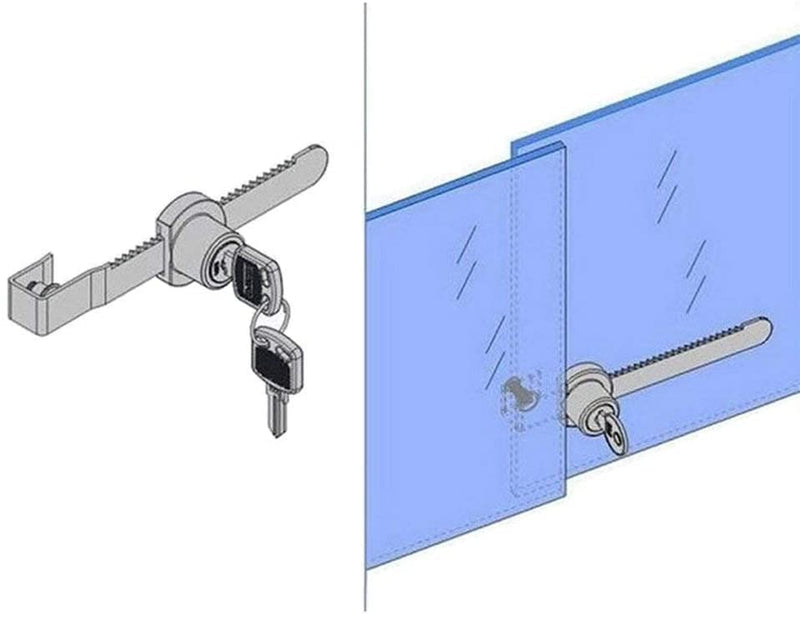 Sliding Glass Door Ratchet Lock Display Case Lock with Chrome Finish, Security, Keyed Alike Showcase Display (8 PC) 8 PC