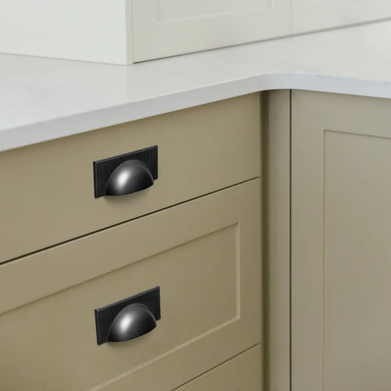 Goo-Ki Black Zinc Alloy Cabinet Drawer Pull - 2.5''(64mm) Hole Center Striped Decorations Cabinet Handle Hardware for Bedroom, Kitchen, 6 Pack 2.5'' Hole Center