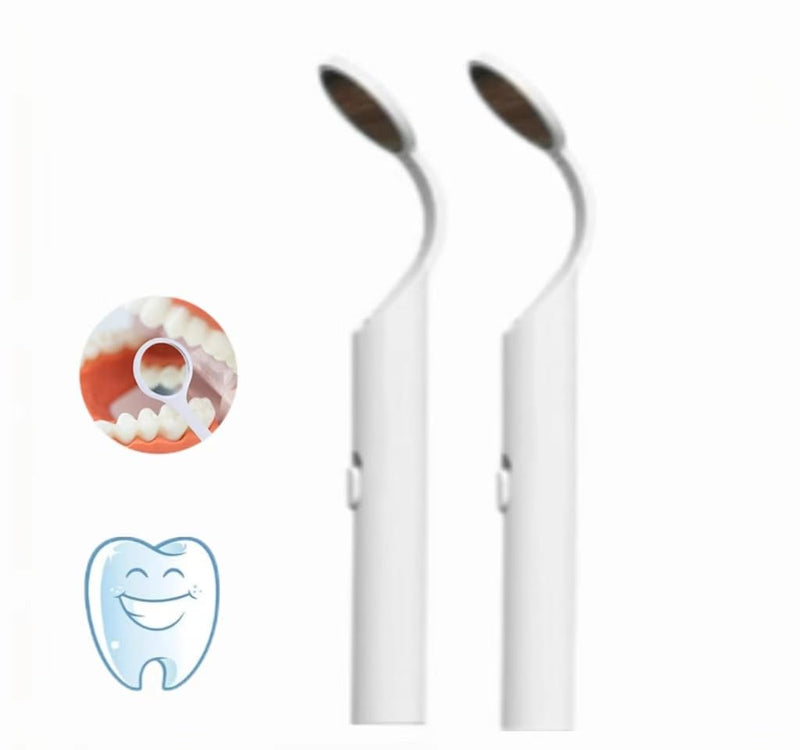 Dental Mirror with Light,Teeth Inspection LED Mirror,Anti-Fog Mouth Mirror,Dentist Plaque Removal Oral Care Tool-Dental Cleaning Kit White