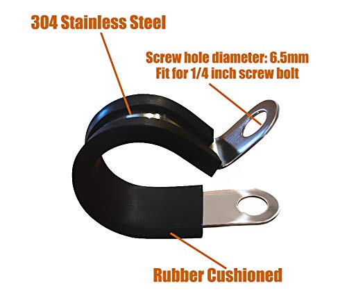 ISPINNER 12 Pack 2 Inch Rubber Cushioned Stainless Steel Cable Clamp, Hose Clamp, Pipe Clamp (2 Inch)