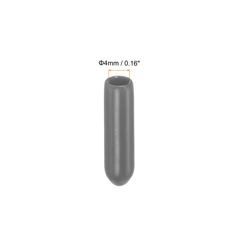 100 Pack Screw Thread Protector Cover Rubber End Caps, [for Screw, Bolt, Rod End Cap] - 5/32"(4mm) ID/Dark Grey 4mm 100