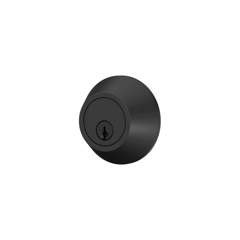 Deadbolt with Round Trim, Keyed 1 Side, Matte Black Finish